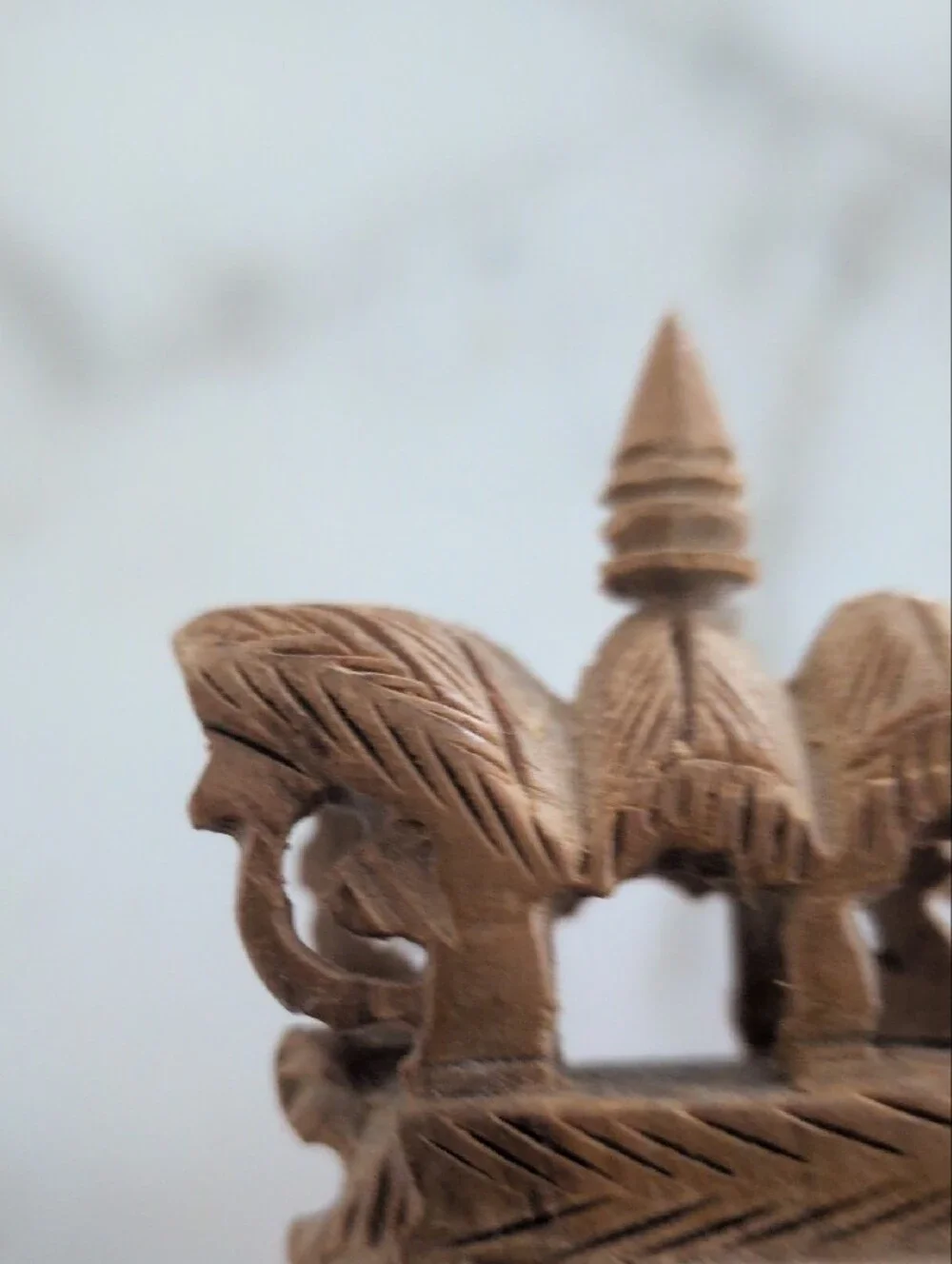 Hand-Carved Wooden Elephant Accent - Brown